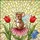 Brown Mouse Crown Fairy Wings, Pink Coneflower & Red Tulips Stained Glass Art Gift Stained Glass Suncatcher - 5