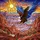 Bald Eagle Soaring Canyon Stained Glass Art - Radiant Sun Red-Brown Purple Pink Rocks Stained Glass Suncatcher - 5