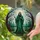 Cloaked Grim Reaper Skull Face Emerald Robe Moonlit Swamp Trees - Dark Fantasy Decor Gift Stained Glass Suncatcher - 2