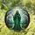 Cloaked Grim Reaper Skull Face Emerald Robe Moonlit Swamp Trees - Dark Fantasy Decor Gift Stained Glass Suncatcher - 1