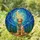 Golden Retriever Stained Glass Tiffany Moon Stars Night Sky Pine Forest Jewel Tones Stained Glass Suncatcher - 1