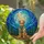 Golden Retriever Stained Glass Tiffany Moon Stars Night Sky Pine Forest Jewel Tones Stained Glass Suncatcher - 2