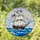 Tiffany Stained Glass American Flag Galleon Ship Sailing Ocean Waves Seascape Stained Glass Suncatcher - 1