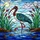 Ibis Bird Stained Glass Tiffany Style Art - Marsh Grass Rippling Water Sky Sun Scene Stained Glass Suncatcher - 5