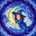 Young Witch Sleeping Golden Crescent Moon Swirling Clouds - Celestial Night Sky Gift Stained Glass Suncatcher - 5