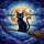 Black Cat Broomstick Full Moon Stained Glass Art - Glowing Eyes Witchy Decor Gift Stained Glass Suncatcher - 5