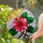 Ruby Red Hibiscus Flower Stained Glass Mosaic Sun - Jewel Tone Floral Bloom Art Stained Glass Suncatcher - 2