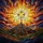 Golden Cross Rocky Peak Stained Glass Sunburst Sky Translucent Jewel Tones Intricate Pattern Stained Glass Suncatcher - 5