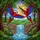 Stained Glass Macaw Parrots Flying Waterfall Tropical Tiffany Landscape Art Stained Glass Suncatcher - 5