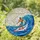 Muscular Surfer Man Riding Wave - Stained Glass Ocean Sun Art Coastal Decor Stained Glass Suncatcher - 1