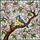Vibrant Yellow Blue Bird Cherry Blossom Stained Glass Art - Tiffany Style Mosaic Jewel Tones Stained Glass Suncatcher - 5