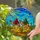 Stained Glass Two Kings Camel Desert Landscape Art Golden Sun Stars Tiffany Style Stained Glass Suncatcher - 2