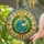 Tiffany Style Stained Glass Earth Globe Laurel Wreath Stars Detailed Jewel Tone Mosaic Stained Glass Suncatcher - 2