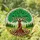 Tree of Life Stained Glass Mosaic Landscape Evergreen Pink Blossoms Colorful Intricate Stained Glass Suncatcher - 1