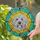 Shaggy Old English Sheepdog Stained Glass Art with Halo, Teal Ruby Ornate Border Dog Lover Gift Stained Glass Suncatcher - 2