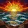 Sun Setting Ocean Waves Tiffany Stained Glass Art - Intricate Sunset Sky Mosaic Decor Stained Glass Suncatcher - 5
