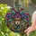 Venetian Masquerade Mask Jester Harlequin Feathered Headdress Tiffany Stained Glass Mosaic Stained Glass Suncatcher - 2