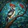 Red Crest Woodpecker Stained Glass Decor - Red Berries Tiffany Style Mosaic Tree Branch Stained Glass Suncatcher - 5