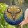 Ornate Bull Skull Tribal Horns Mandala Sunburst Waves Mosaic Stained Glass Decor Stained Glass Suncatcher - 2