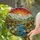Tiffany Stained Glass Mountain River Landscape Wildflower Sunset Jewel Tones Stained Glass Suncatcher - 2