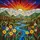 Tiffany Stained Glass Mountain River Landscape Wildflower Sunset Jewel Tones Stained Glass Suncatcher - 5