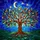 Stained Glass Tree of Life Moon Stars Night Sky Landscape - Tiffany Style Colorful Mosaic Art Stained Glass Suncatcher - 5