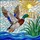Male Mallard Duck Stained Glass Marsh Reeds Art with Sunny Sky Design in Tiffany Style Stained Glass Suncatcher - 5