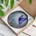 Blue Purple Butterfly Stained Glass Flowers Lush Leaves Clouds Nature Art Stained Glass Suncatcher - 3