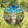 Intricate Peace Sign Hand Wildflower Meadow Green Hills Blue Sky Tiffany Glass Art Stained Glass Suncatcher - 1