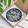 Blue Tit Bird Stained Glass Winter Snow Scene with Red Berries & Frost Decor Stained Glass Suncatcher - 3