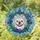 Cream French Bulldog Purple Iris Geometric Stained Glass Mosaic Art with Kitty Stained Glass Suncatcher - 1