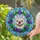 Cream French Bulldog Purple Iris Geometric Stained Glass Mosaic Art with Kitty Stained Glass Suncatcher - 2