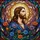 Serene Jesus Christ Profile Halo Tiffany Glass Blooming Flowers Swirling Celestial Mosaic Art Stained Glass Suncatcher - 5