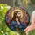 Serene Jesus Christ Profile Halo Tiffany Glass Blooming Flowers Swirling Celestial Mosaic Art Stained Glass Suncatcher - 2