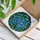 Glowing Blue Flowers Green Leaves Tiffany Style Stained Glass Art Jewel Tone Mosaic Stained Glass Suncatcher - 3