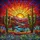 Saguaro Cactus Desert Landscape Art - Tiffany Style Sun Mountain Sky Jewel Tones Stained Glass Suncatcher - 5