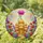 Ornate Golden Temple Magenta Lotus Flower Stained Glass Floral Mosaic Window Art Stained Glass Suncatcher - 1