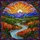 Tiffany Stained Glass Landscape River Mountain Forest Sun Moon Autumn Trees Artwork Stained Glass Suncatcher - 5