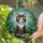 Cute Cartoon Kitten Stained Glass - Mottled Black Grey Cat Amber Eyes Garden Sky Lush Green Stained Glass Suncatcher - 2