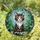 Cute Cartoon Kitten Stained Glass - Mottled Black Grey Cat Amber Eyes Garden Sky Lush Green Stained Glass Suncatcher - 1