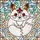 Chubby White Fox Stained Glass, Ruby Jewel Eyes, Crimson Flower, Tiffany Style Art Stained Glass Suncatcher - 5