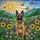 Belgian Malinois Dog Stained Glass Art, Wildflowers Sunflowers Mountains Butterflies Stained Glass Suncatcher - 5