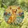 Golden Labrador Retriever Dog Stained Glass with Orange Butterflies & White Daisies Stained Glass Suncatcher - 1