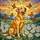 Golden Labrador Retriever Dog Stained Glass with Orange Butterflies & White Daisies Stained Glass Suncatcher - 5