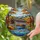 Highly Detailed Tiffany Style Stained Glass Covered Bridge Autumn River Scene Art Stained Glass Suncatcher - 2