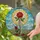 Skeletal Arm Red Rose Stained Glass Art - Tiffany Style Earth Rise Mosaic Sky Design Stained Glass Suncatcher - 2