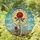 Skeletal Arm Red Rose Stained Glass Art - Tiffany Style Earth Rise Mosaic Sky Design Stained Glass Suncatcher - 1