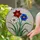 Tiffany Style Stained Glass Jewel Tone Red Blue White Flowers Green Stems Clear Cream Mosaic Stained Glass Suncatcher - 2