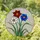 Tiffany Style Stained Glass Jewel Tone Red Blue White Flowers Green Stems Clear Cream Mosaic Stained Glass Suncatcher - 1