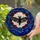 Mothman Humanoid Horns Wings Full Moon Ornate Roses Winding Thorny Vines Art Stained Glass Suncatcher - 2